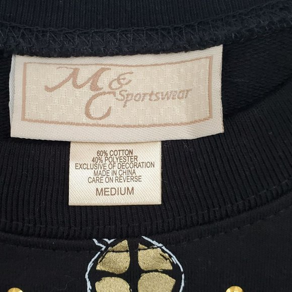 MCCC Sportswear Women's Black French Terry Holiday Graphic Sweatshirt Medium - Picture 8 of 11